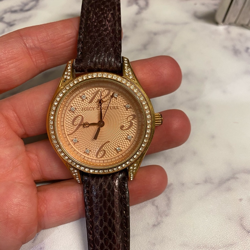 Juicy Couture rose gold diamond bezel watch
